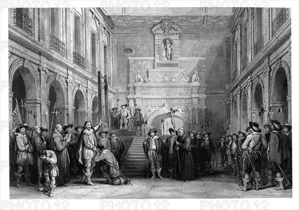 The Execution of Montmorenci, Court of the Hotel De Ville, Toulouse, 1632, (1860).Artist: J Carter