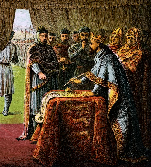 'King John And The Magna Carta', 1215, (c1850). Artist: Unknown