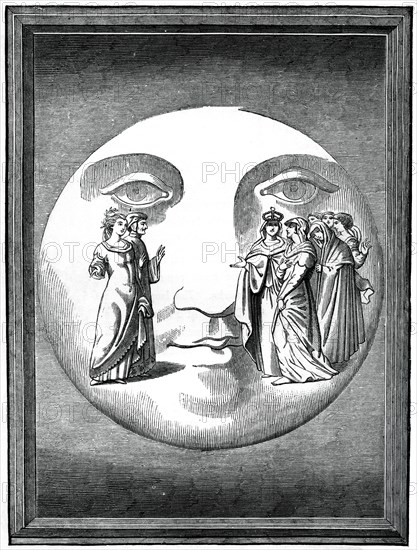 Dante and Beatrice transported to the moon, 16th century (1870). Artist: Unknown