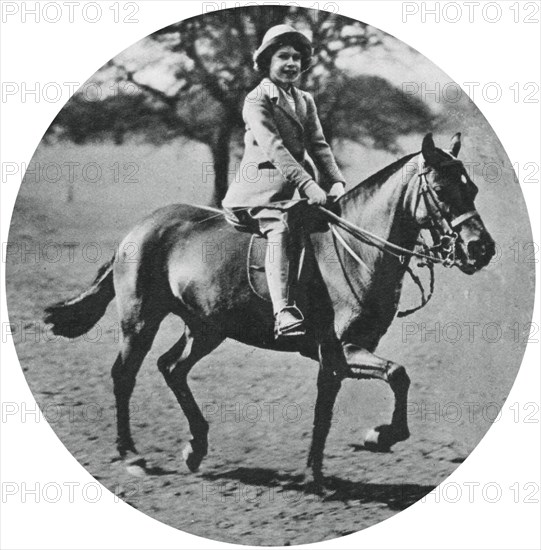 Princess Elizabeth on horseback, Windsor Great Park, 1935, (1937). Artist: Unknown