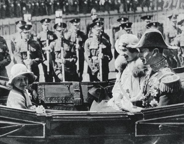 The Duke and Duchess of York leaving St Pauls Cathedral with their daughters, 1935, (1937). Artist: Unknown