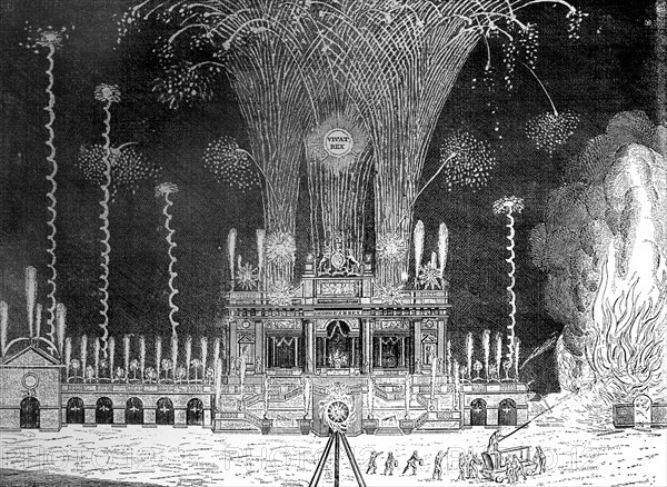 Fireworks at Green Park, St James's, April 27th, 1749. Artist: Unknown