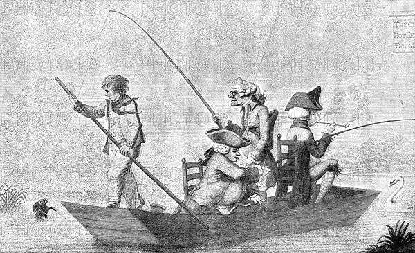 'Patience in a punt', 1792.Artist: Henry William Bunbury