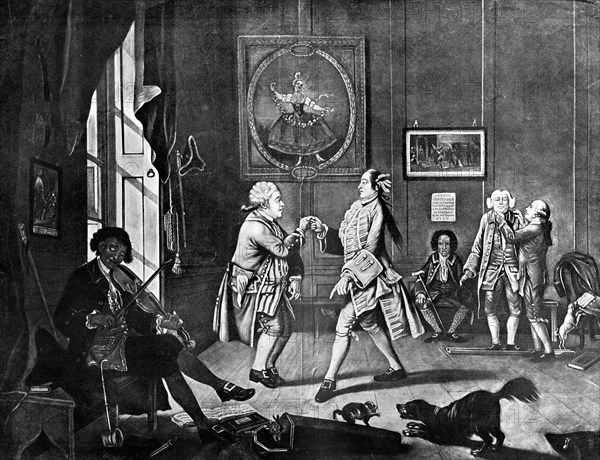 'Grown Gentlemen Taught to Dance', 1768.Artist: B Clowes