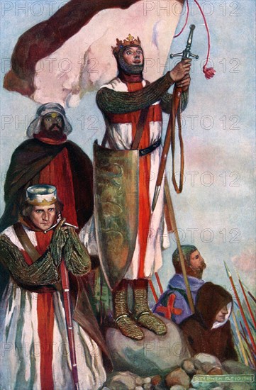 Crusaders sighting Jerusalem, 1909.Artist: Stephen Reid