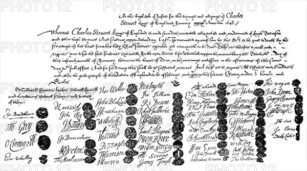 Warrant for the execution of King Charles, 1648, (1909). Artist: Unknown