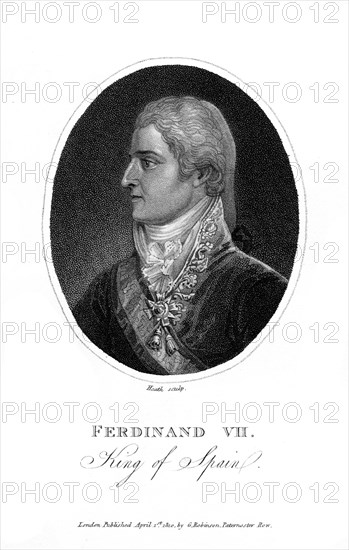 Ferdinand VII, King of Spain, 1810.Artist: Heath