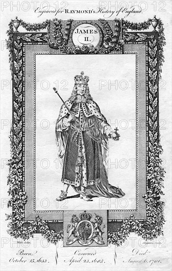 James II of England, (18th century).Artist: Reynolds Grignion