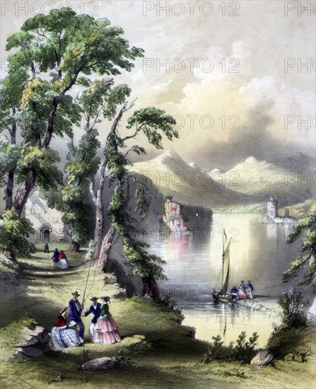 The Lake of Killarney with the ruins of Innisfallen Abbey, Ireland, 19th century.Artist: John Brandard