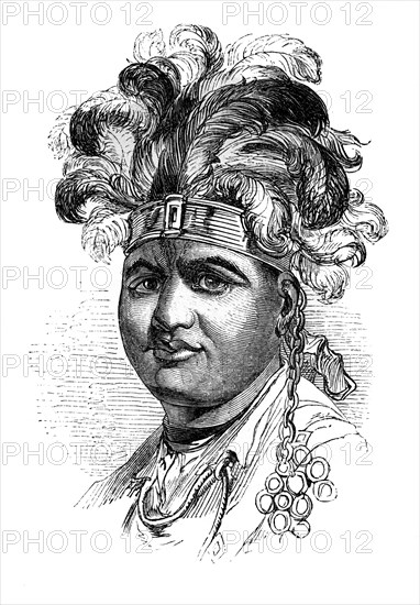 Thayendaneega, a Mohawk chief, 1848. Artist: Unknown