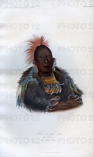 'Wah-ro-nee-sah', The Surrounder, An Otoe Chief', 1848.Artist: Harris