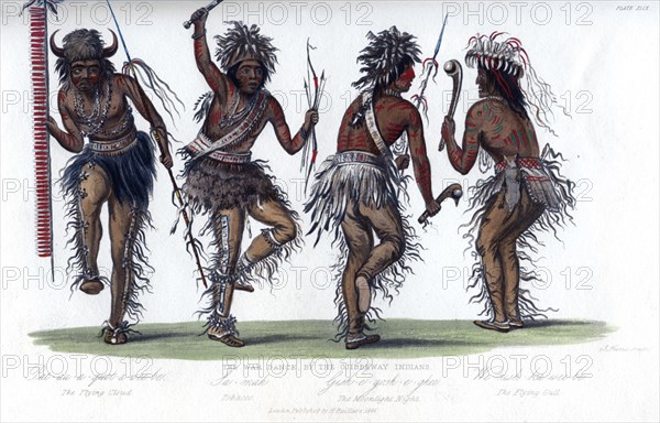 'The War Dance, by the Ojibbeway Indians', 1848.Artist: Harris