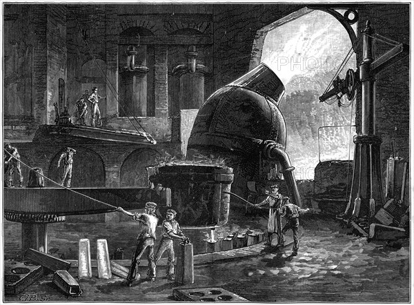 The Bessemer process for the mass-production of steel, c1880.Artist: CJB