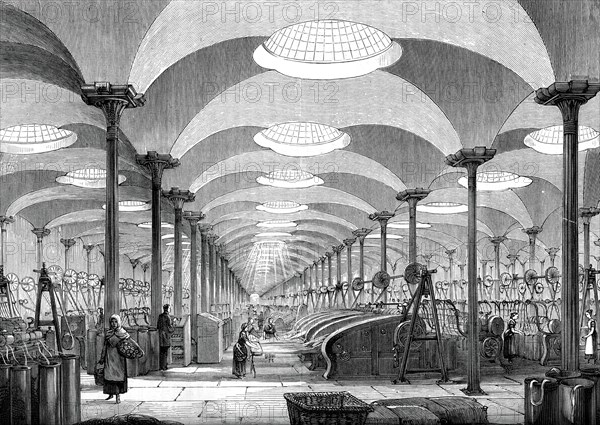 Great hall in Messrs Marshall's flax mill, Leeds, c1880. Artist: Unknown