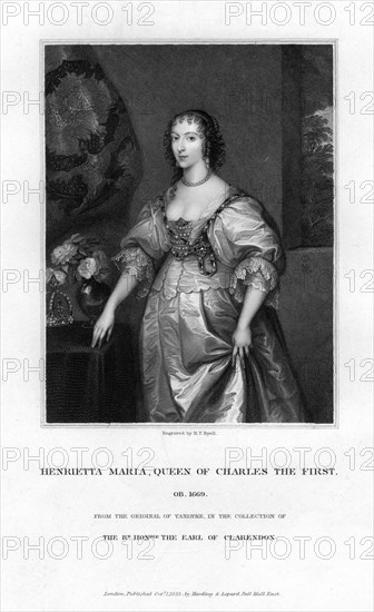 Queen Henrietta Maria, queen consort of Charles I, (1833). Artist: Henry Thomas Ryall