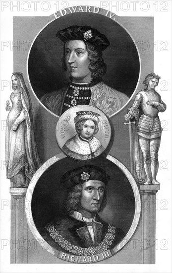 Edward IV, Edward V and Richard III of England, (19th century).Artist: Thomas Abiel Prior