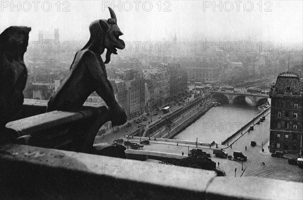 The River Seine seen from a tower of Notre Dame, Paris, 1931.Artist: Ernest Flammarion