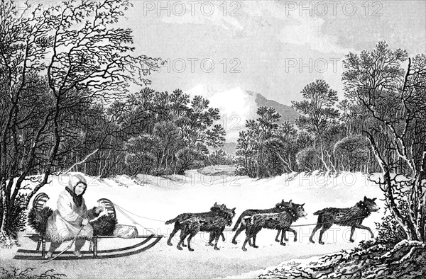 'The Manner of Travelling in Winter in Kamtschatka', 19th century.Artist: Sparrow