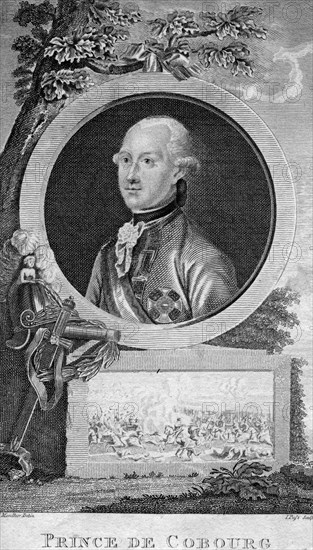 Prince Coburg, famous German general of the Holy Roman Empire.Artist: J Pass