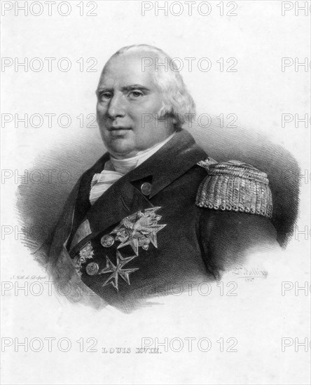 Louis XVIII, King of France, (1827).Artist: Delpech