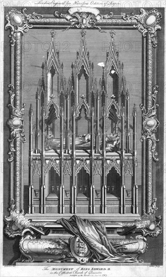 The monument of King Edward II, in the Cathedral Church of Gloucester, 1787.Artist: Goldar