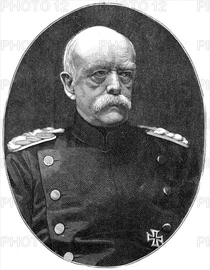 Otto von Bismark, 19th century German statesman, (1900).Artist: Loescher and Petsch