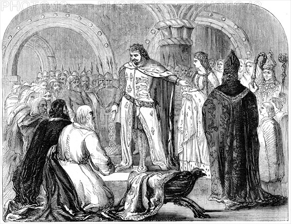 Edward I presenting his infant son to the Welsh, 1284. Artist: Unknown