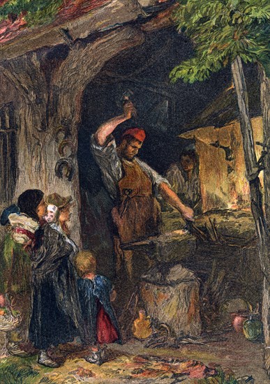 The village blacksmith. Artist: Unknown