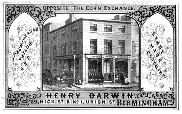 Henry Darwin tailor's shop, Birmingham, 19th century.Artist: T Underwood