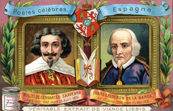 Miguel de Cervantes Saavedra and Pedro Calderon De La Barca, c1900. Artist: Unknown