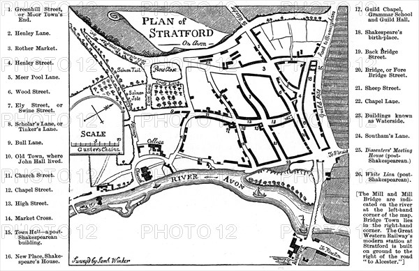 Map of Stratford-upon-Avon, Warwickshire, 1759 (1885).Artist: Edward Hull