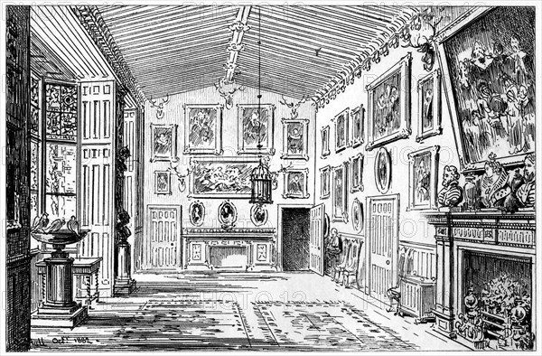The great hall of Charlecote Park, Warwickshire, 1885.Artist: Edward Hull