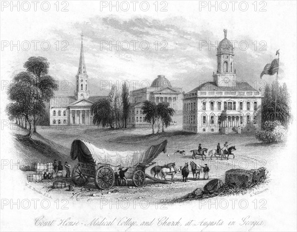 The Court House, Medical College and Church, Augusta, Georgia, USA, 19th century.Artist: A Willmore