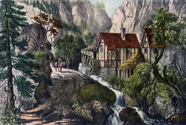 'Old Swiss Mill', 1872.Artist: Currier and Ives