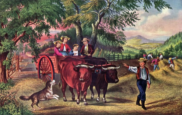 'Haying Time, The First Load', 1868.Artist: Currier and Ives