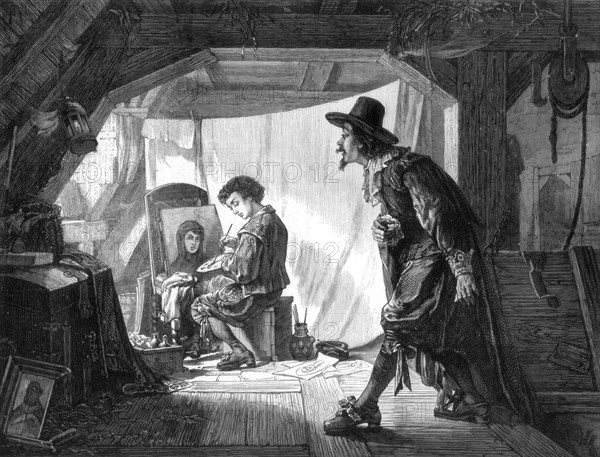 Young Rubens surprised by his master, Van Noort, 1875.Artist: Steven Arad Allen