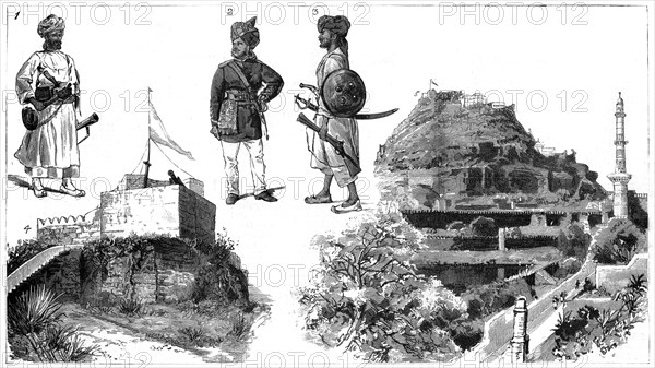 Afghans and images of Hyderabad, Central India, 1888. Artist: Unknown