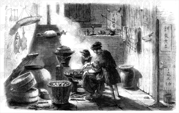 Woman preparing cakes for the Chinese New Year, 1861. Artist: Unknown