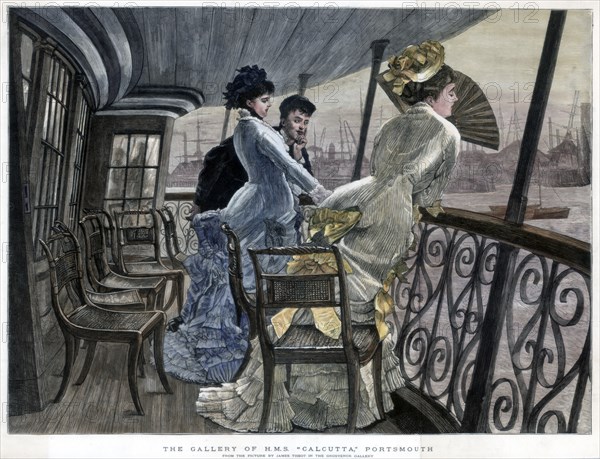 The Gallery of H M S Calcutta, Portsmouth, c1850-1900.Artist: James Tissot