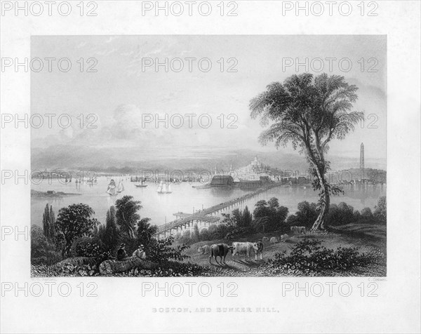 Boston, and Bunker Hill, c1820Artist: C Cousen