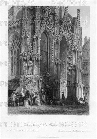 The fountain of St Maclou, Rouen, France, 19th century.Artist: S Bradshaw