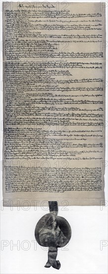 Magna Carta, English charter originally issued in 1215. Artist: Unknown