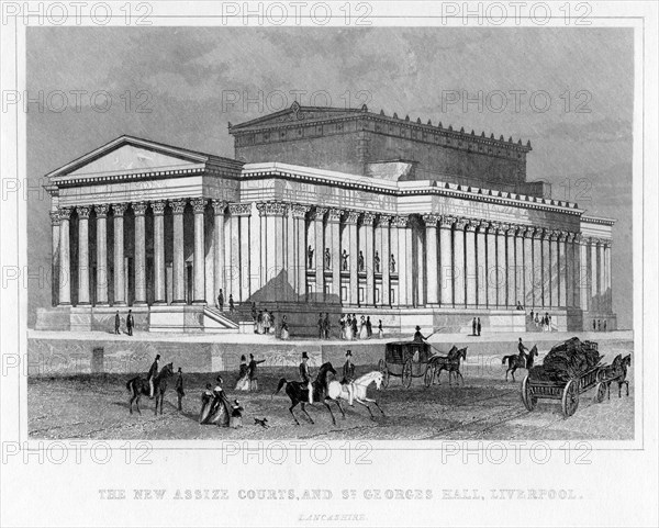 The New Assize Courts, and St George's Hall, Liverpool, Lancashire, 19th century.Artist: Thomas Tallis