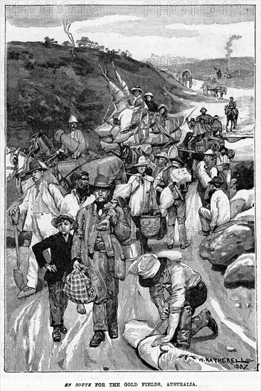 En Route for the Gold Fields, Australia, 1887.Artist: William Hatherell