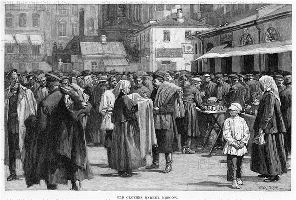 'Old Clothes Market, Moscow', c19th century. Artist: Unknown