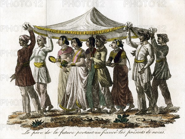 'Indian wedding procession', c19th century. Artist: Unknown