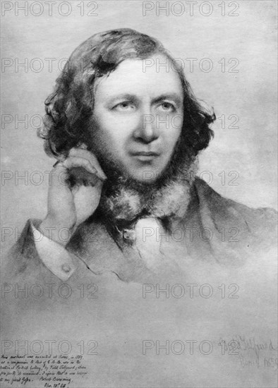 Robert Browning, British poet, 1859. Artist: Unknown