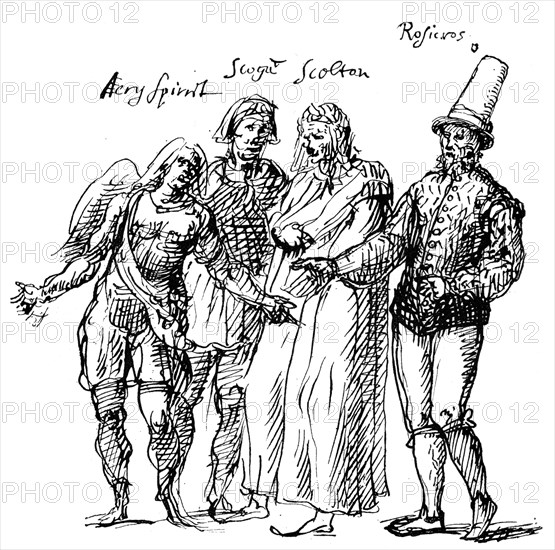 Figures designed by Inigo Jones for the masque of The Fortune Isles, 17th century (1893). Artist: Unknown