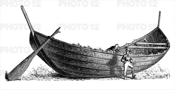 Boat for fourteen pairs of oars, found at Nydam, Jutland, 1892. Artist: Unknown