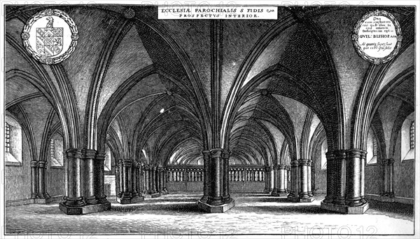 St Faith's Church in the crypt of old St Paul's Cathedral, London, 1657 (1892).Artist: Wenceslaus Hollar